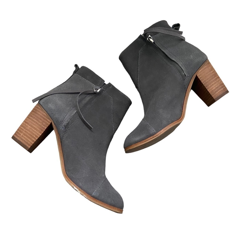Toms Grey Suede Perforated Ankle Bootie size 7